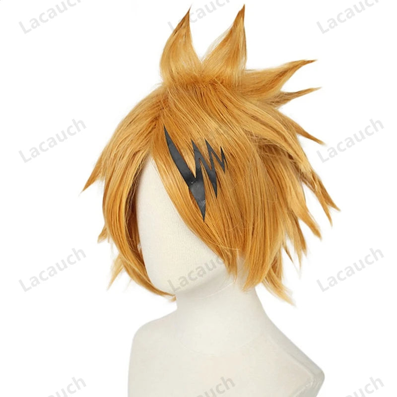 Anime Cosplay Costume My Hero Academia Kaminari Denki Short Wigs Hairpin Black Uniform Suit Halloween Christmas Party Outfit