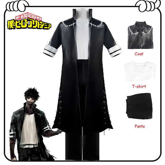 Anime My Hero Academia Dabi Cosplay Costume Black Coat Shirt Pants Full Set Uniform Carnival Suit Halloween Party for Adult Men