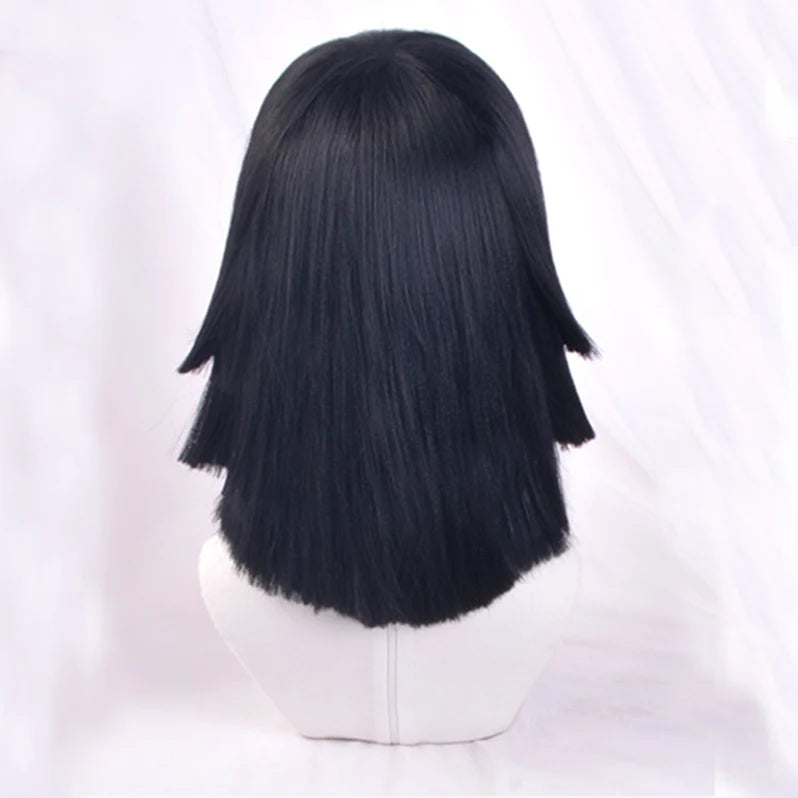 Iguro Obanai Short Black Styled Wig Demon Slayer Kimetsu no Yaiba Heat Resistant Hair Cosplay Costume Wigs + Free Wig Cap