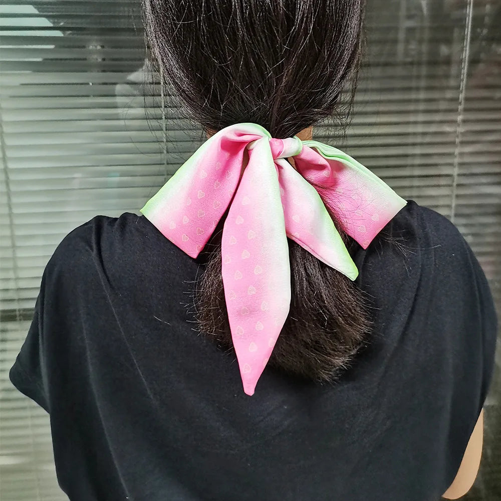 Demon Anime Cosplay Silk Scarf Nezuko Zenitsu Tanjirou Scrunch Scrunchies Ribbons Small Long Skinny Hair Ring