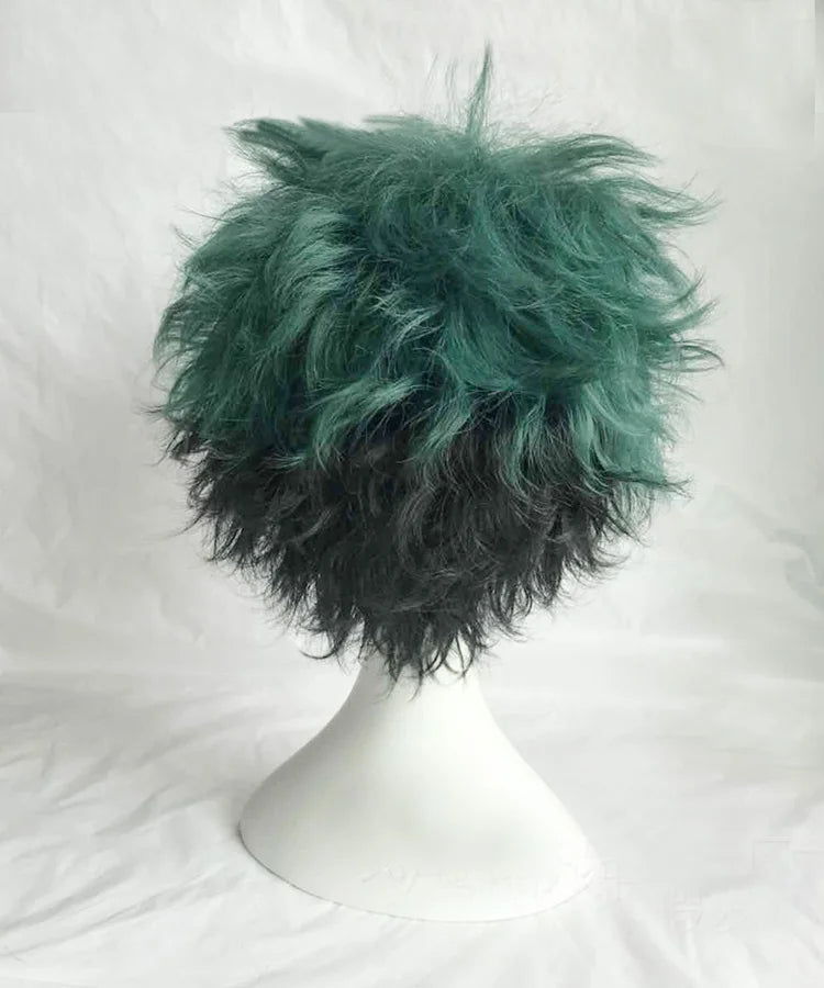 My Boku no Hero Academia Izuku Midoriya Short Green Black Heat Resistant Cosplay Costume Wig + Wig Cap