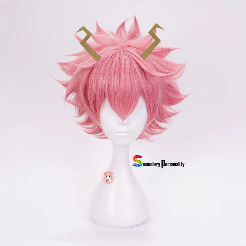 2021 My Hero Academia Mina Ashido Pink Wig With Headwear Cosplay Costume Boku no Hero Academia Heat Resistant Synthetic Hair Wig