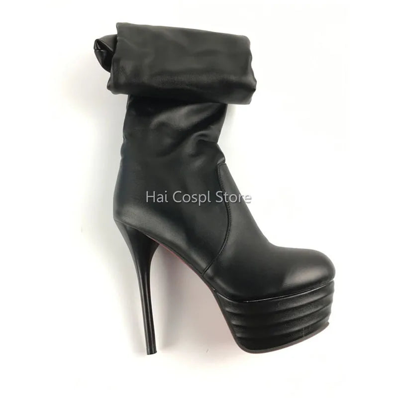 Chinese Size Nier Automata Cosplay Shoes Women High Quality Anime Role Play 2B High Heels Halloween Girls Boot