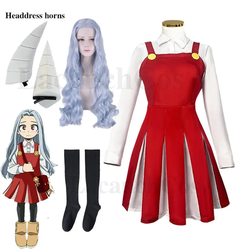 Eri Cosplay Anime My Hero Academia Season 4 Eri Cosplay Costume Dress Uniform Wig Horn socks Halloween Christmas Dress Costume