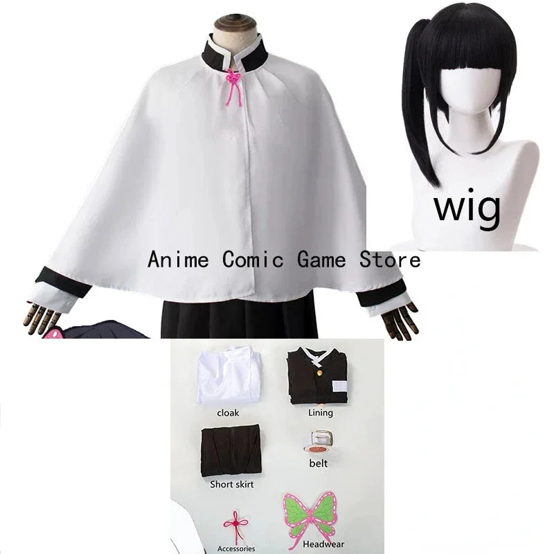 Kanao Tsuyuri Cosplay Costume Wig Anime Kimetsu Cosplay Halloween Party Outfit for Women Girls