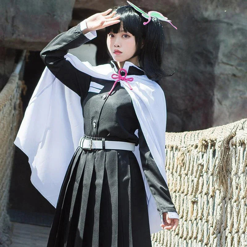 bilibili Tsuyuri Kanao Costume Demon Slayer Cosplay Kimetsu No Yaiba Kanao Tsuyuri Unform Wig Outfit Halloween Carnival Costume