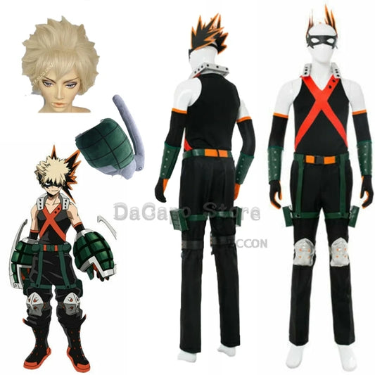 Anime My Hero Cosplay Bakugou Katsuki Cosplay Costume Academia Wig Adult Men Pants Coat Belt Suits Halloween Costume Props