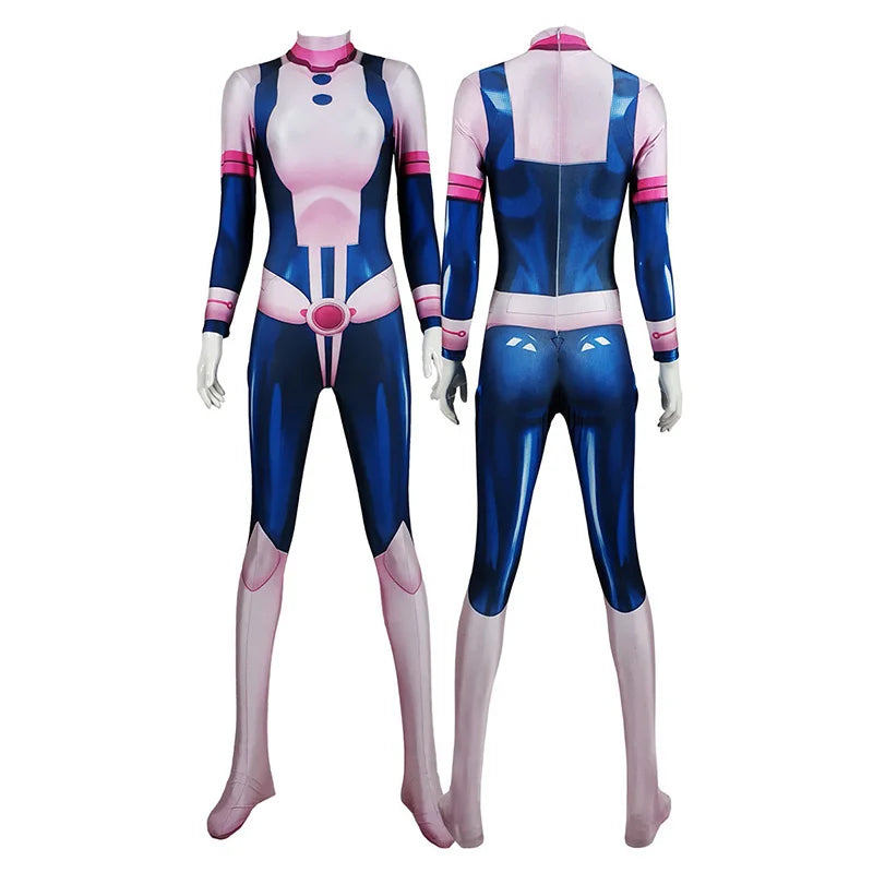 Anime My Hero Academia Cosplay Costume All Might Boku no Hero Academia Ochaco Uraraka Halloween Fancy Ball Suit Romper Man Women