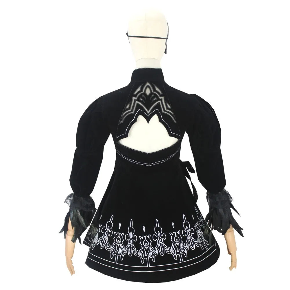 NieR Automata Cosplay Costume Sister 2B Dresses Black Suits Halloween Party Outfits