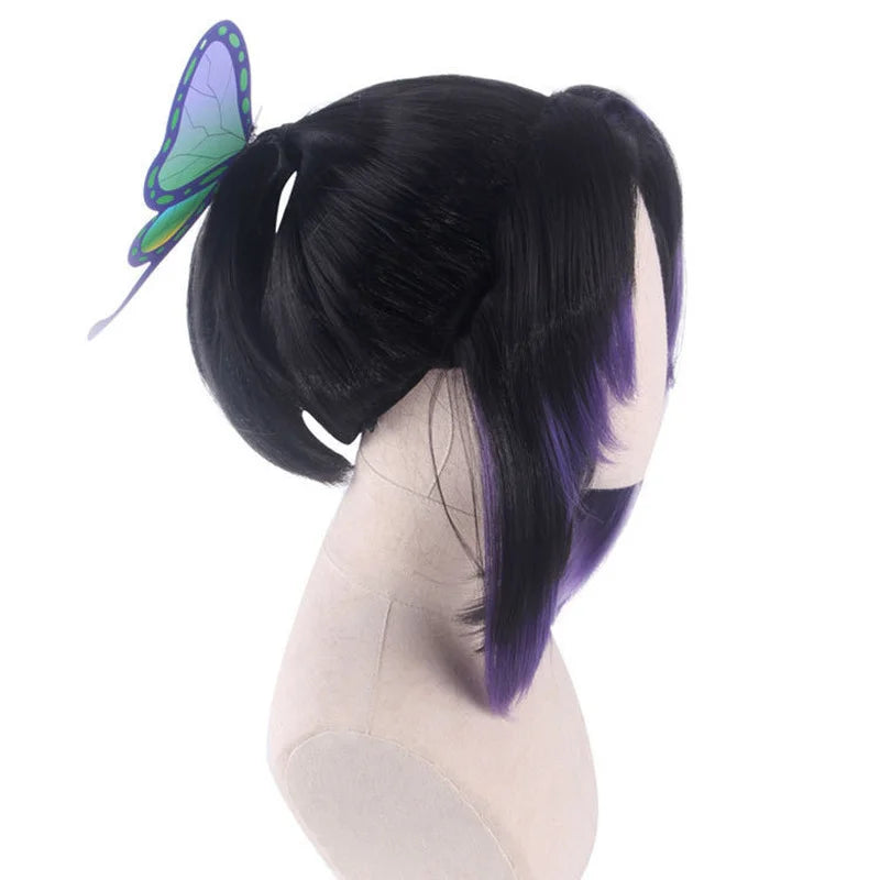 Anime Demon Slayer Kochou Shinobu Cosplay Wig Headwear Cos Props Accessories Purple Gradient Hair Wigs