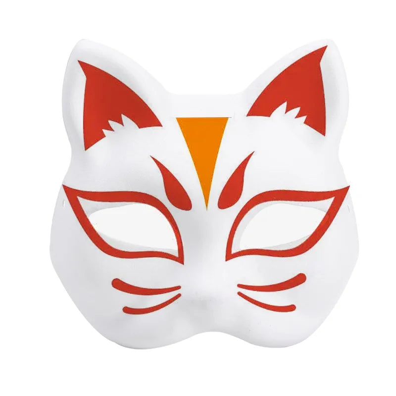 1/3/5Pcs DIY Hand-Painted Foxes Mask Japanese Cosplay Rave Anime Demon Slayer Half Face Cat Masks Festival Party Cosplay Props