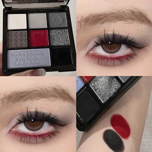 Cement Grey Black Eye Shadow Palette Makeup Eyes Glitter Long Lasting EyeShadow Earth Color Pigments Korean Makeup Cosmetics | Macchar Cosplay Catalogue 