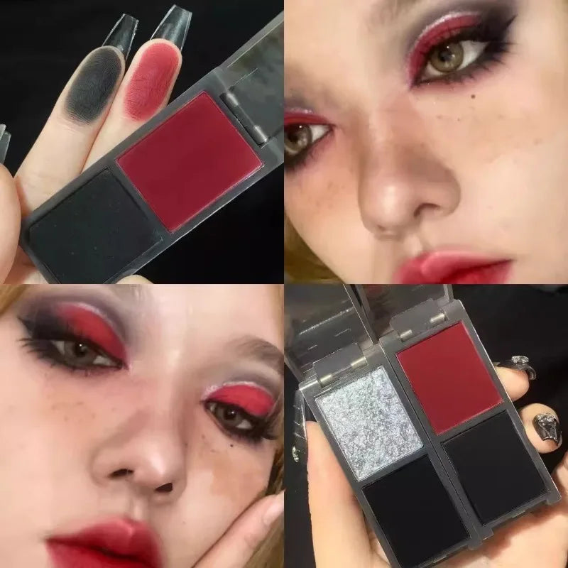 Waterproof Red Black Eyeshadow Palette Makeup Lasting Easy To Color Matte Eye Shadow Pressed Glitter Eyeshadow Korean Cosmetics