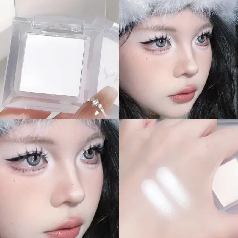 Matte White Face Highlighter Palette Pearly Jade Smokey Eyeshadow Palette Multifunctional Brighten Face Eye Makeup Cosmetics