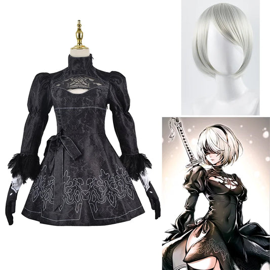 Nier Automata Yorha 2B Cosplay Suit Black Dress Anime Women Outfit Disguise Costume Set Fancy Halloween Girls Party | Macchar Cosplay Catalogue 