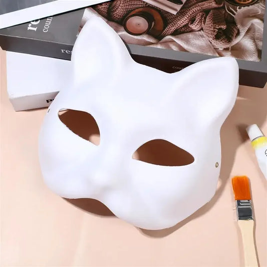 1/3/5Pcs Japanese Mask Half Face Hand-painted Cat Fox Mask Anime Demon Slayer Masquerade Halloween Festival Cosplay Prop