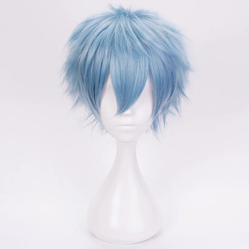 Anime My Hero Academia Boku no Hiro Akademia Shigaraki Tomura Wigs Short Gray Blue Hair Curly Cosplay Wig + Wig Cap