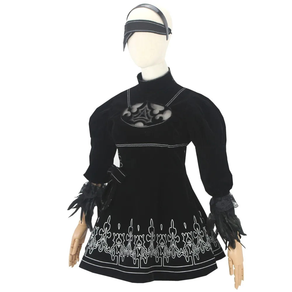 NieR Automata Cosplay Costume Sister 2B Dresses Black Suits Halloween Party Outfits