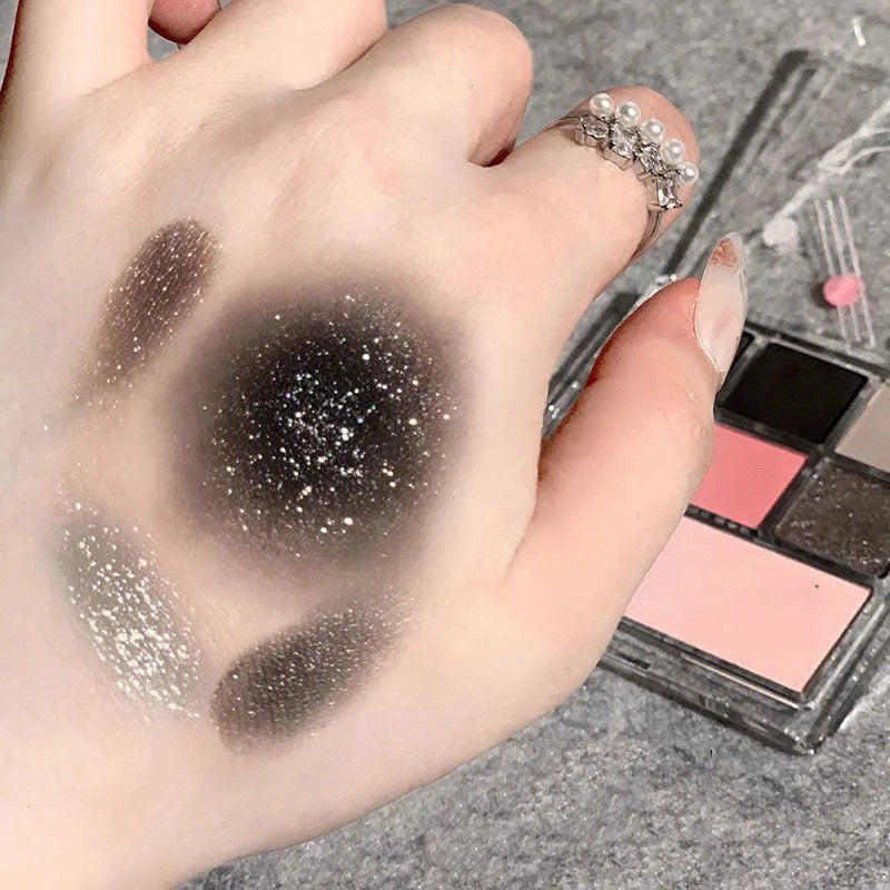 New 7 Colors Sweet Cool Smoked Eyeshadow Palette Pink-black Hot Girl Glitter Pearly Shadow Eyes Korean Makeup Pallet Cosmetics