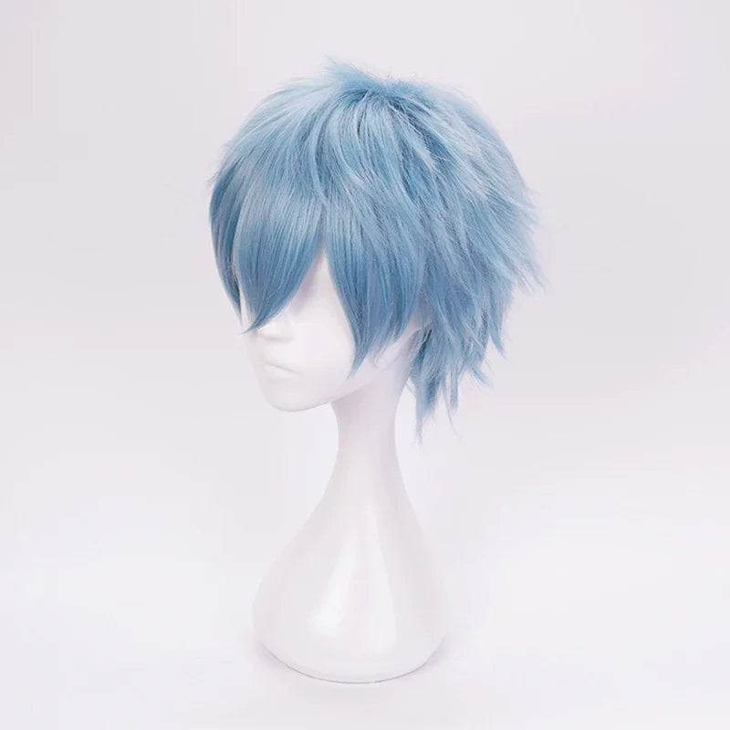 Anime My Hero Academia Boku no Hiro Akademia Shigaraki Tomura Wigs Short Gray Blue Hair Curly Cosplay Wig + Wig Cap