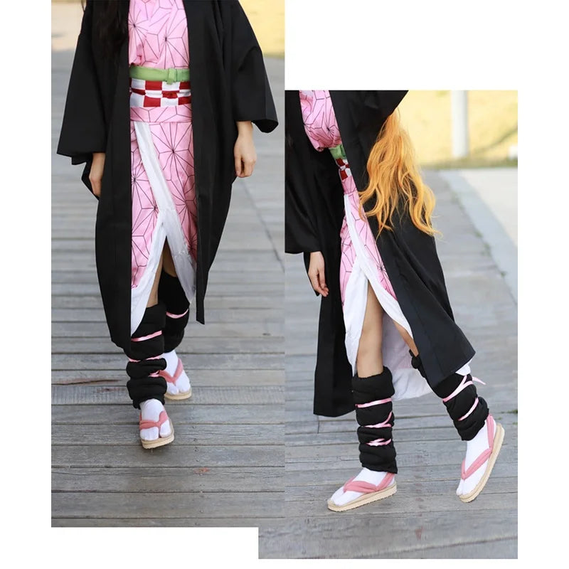 Anime Cosplay Tanjirou Kamado Nezuko Geta Clogs Demon Slayer:Kimetsu No Yaiba Sandals Shoes Agatsuma Zenitsu Flip Flop Kid Child