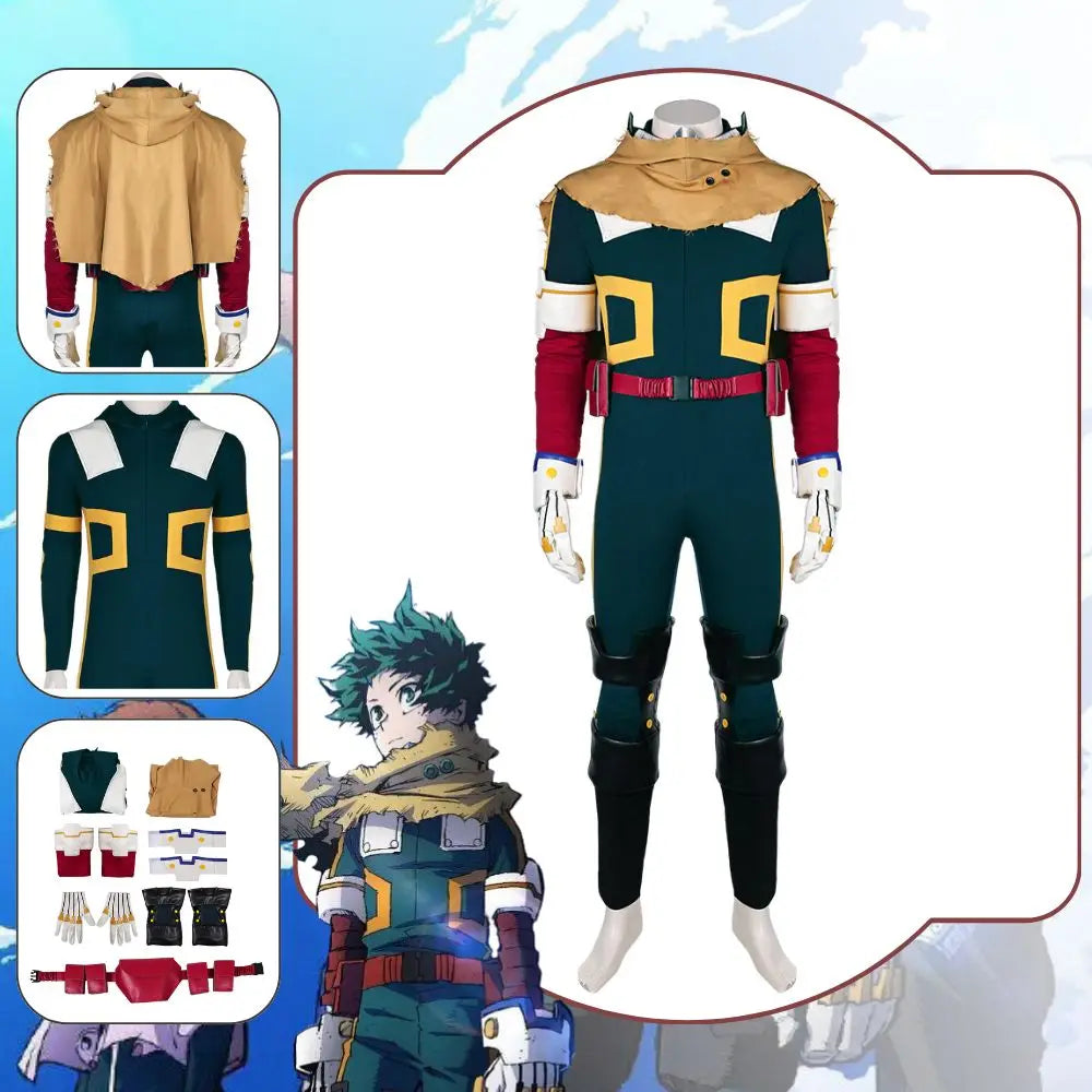 Midoriya Izuku Cosplay Fantasia Anime My Hero Cosplay Academia Costume Disguise for Adult Men Jumpsuit Clothes Halloween Suit