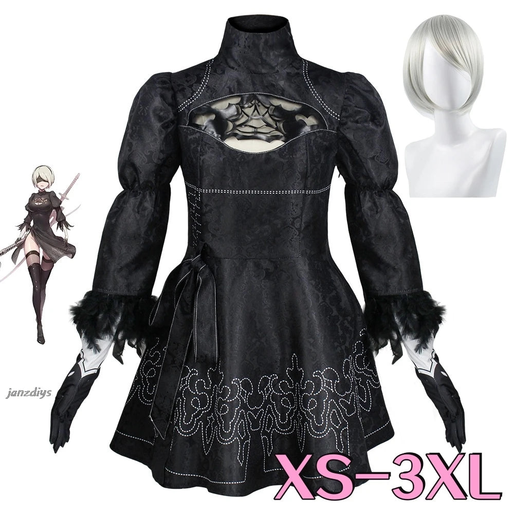 XS-3XL Nier Automata Cosplay Costume Yorha 2B sexy Outfit Games Suit Women Role Play Costumes Girls Halloween Party Fancy Dress | Macchar Cosplay Catalogue 