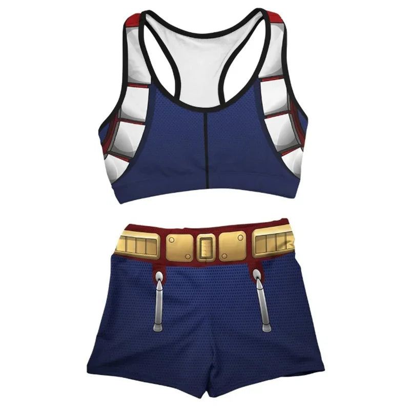 Anime My Hero Academia Midoriya Izuku Deku Bakugou Sports Vest Bra Shorts Suit Sport Swimsuit Two-piece Suit Cosplay Costume