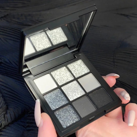 9 Colors Glitter Eyeshadow Palette Punk Smokey Cool Toned Eyeshadow Palette Dark Gray Black Nude Eye Pigments Makeup Cosmetics | Macchar Cosplay Catalogue 