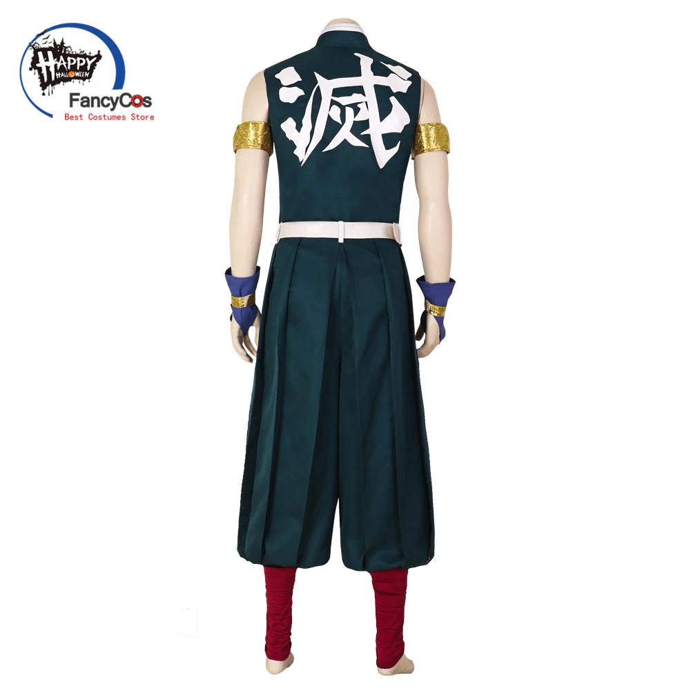 Anime Demon Slayer Season 2 Uzui Tengen Cosplay Costume Kimetsu No Yaiba Dark Blue Suit Halloween Carnival