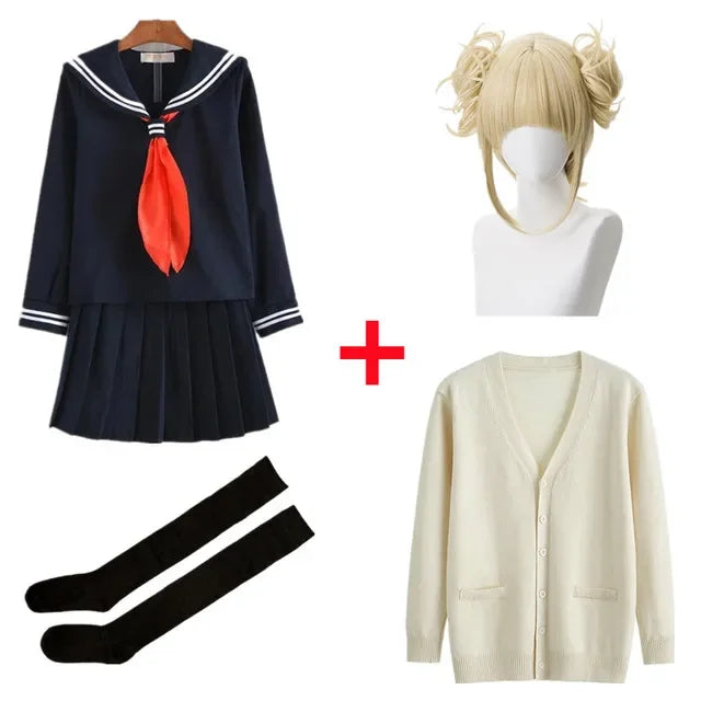 Anime My Hero Academia Himiko Toga Cosplay Costume JK Uniform Skirts Sweater Coat Halloween Christmas Clothes Women Girls