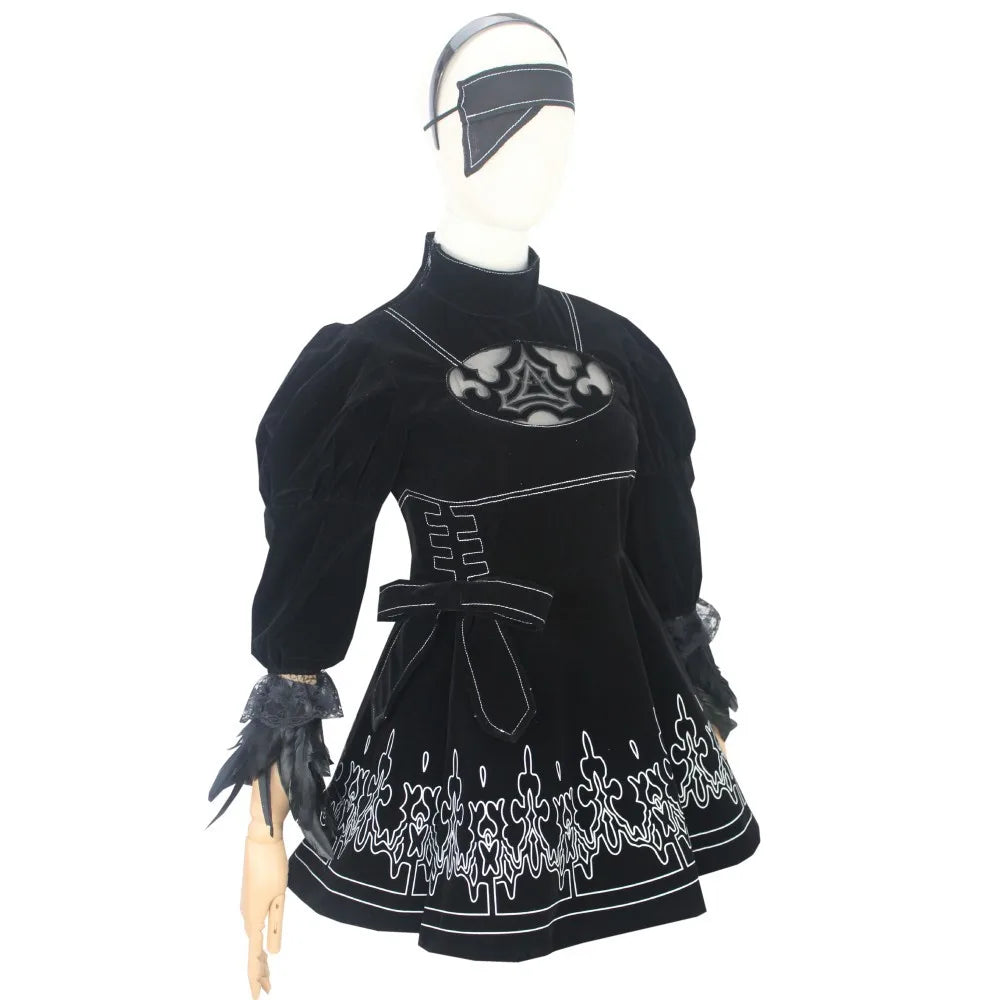 NieR Automata Cosplay Costume Sister 2B Dresses Black Suits Halloween Party Outfits