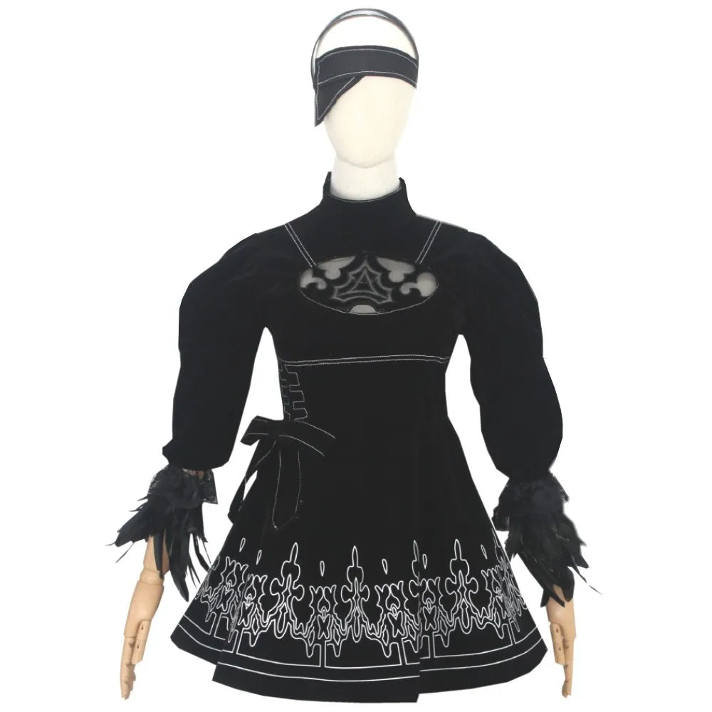 NieR Automata Cosplay Costume Sister 2B Dresses Black Suits Halloween Party Outfits | Macchar Cosplay Catalogue 