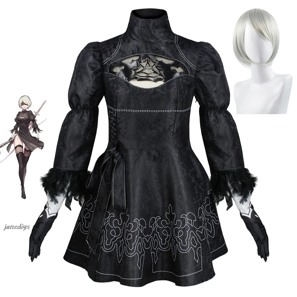 XS-3XL Nier Automata Cosplay Costume Yorha 2B sexy Outfit Games Suit Women Role Play Costumes Girls Halloween Party Fancy Dress