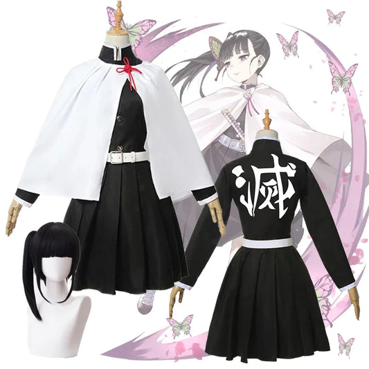 bilibili Tsuyuri Kanao Costume Demon Slayer Cosplay Kimetsu No Yaiba Kanao Tsuyuri Unform Wig Outfit Halloween Carnival Costume