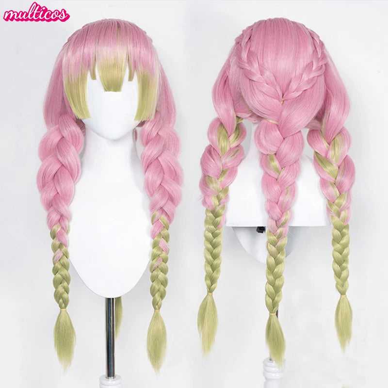 DemonSlayer Wigs Uzui Tengen Kochou Kanae Kamado Nezuko Kanroji Mitsuri Rui Hashibira Inosuke Sabito Cosplay Wig + Wig Cap