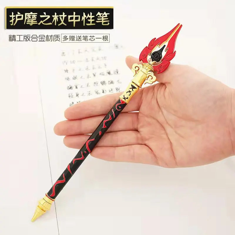 Game Genshin Impact Cosplay Weapons Sword Model Pen Tartaglia Metal Black Ink Pens Props Stationery Writing Pen Gifts Collection