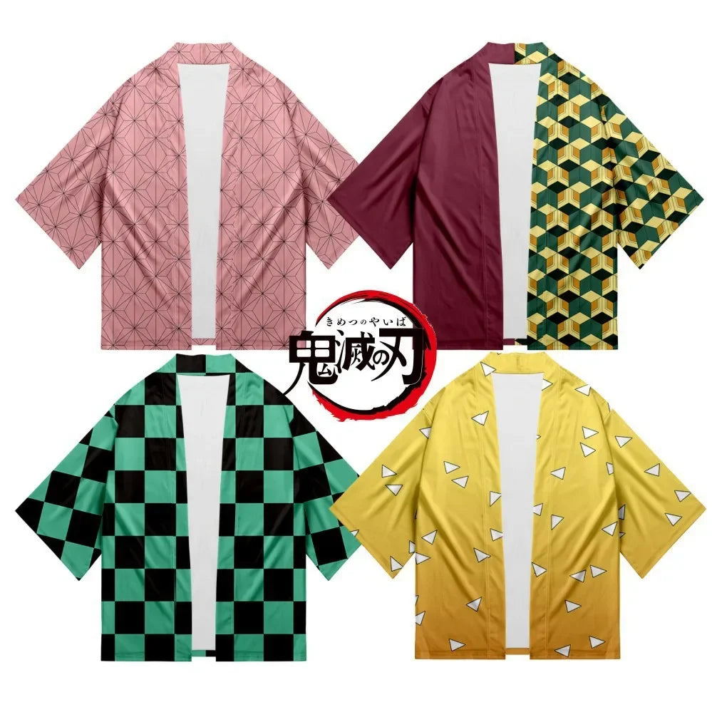 Cosplay  Kimetsu No Yaiba Tanjirou Nezuko Kimono Haori Yukata Coat Cloak Summer Casual Anime Streetwear Top