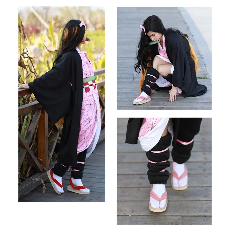 Anime Cosplay Tanjirou Kamado Nezuko Geta Clogs Demon Slayer:Kimetsu No Yaiba Sandals Shoes Agatsuma Zenitsu Flip Flop Kid Child