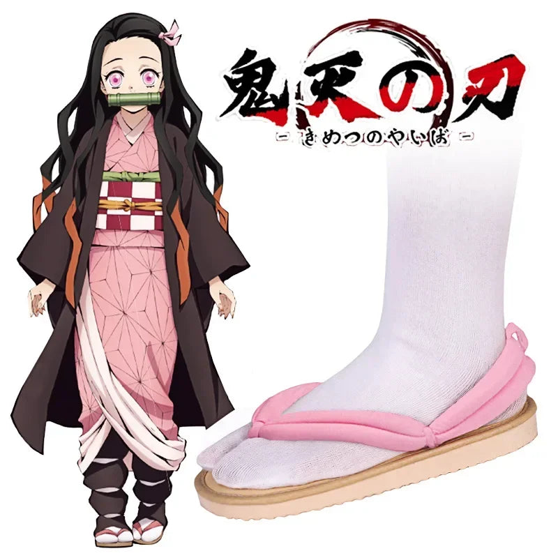 EUR Size Demon Slayer Cosplay Shoes Kimetsu No Yaiba Kamado Tanjirou Clogs Sandals Kamado Nezuko Geta Kochou Shinobu Flip Flops