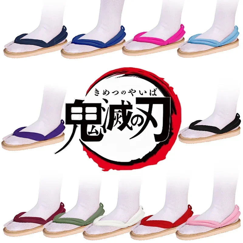 EUR Size Demon Slayer Cosplay Shoes Kimetsu No Yaiba Kamado Tanjirou Clogs Sandals Kamado Nezuko Geta Kochou Shinobu Flip Flops