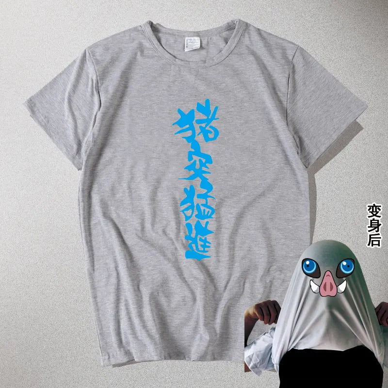 Anime Hashibira Inosuke Cosplay  T-shirts for Man Women Summer Print Unisex Fashion Tshirt