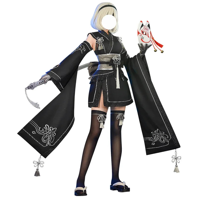 Game cosplay Nier: Automata 2B cosplay kimono YoRHa No. 2 Type B cosplay Halloween costume for women with mask full set