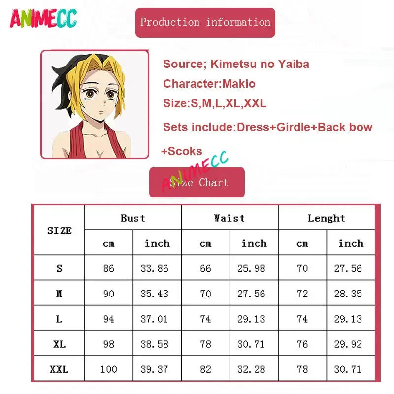 Demon Slayer Kimetsu No Yaiba Uzui Tengen Makio Cosplay Costume Anime Sexy Dress Uniform Set Halloween Party for Women