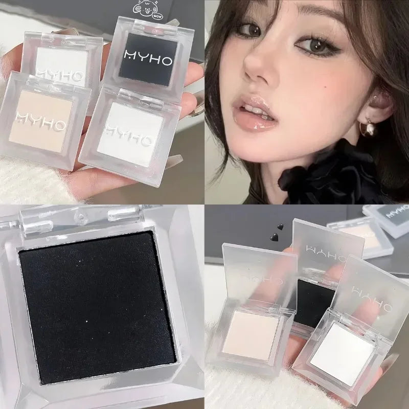 Matte White Face Highlighter Palette Pearly Jade Smokey Eyeshadow Palette Multifunctional Brighten Face Eye Makeup Cosmetics