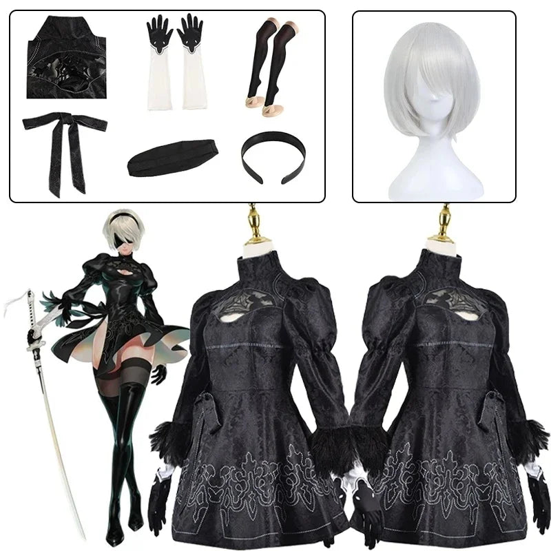 Nier Automata Cosplay Costume Yorha 2B Sexy Outfit Games Suit Women Role Play Costumes Girls Halloween Party Fancy Dress | Macchar Cosplay Catalogue 