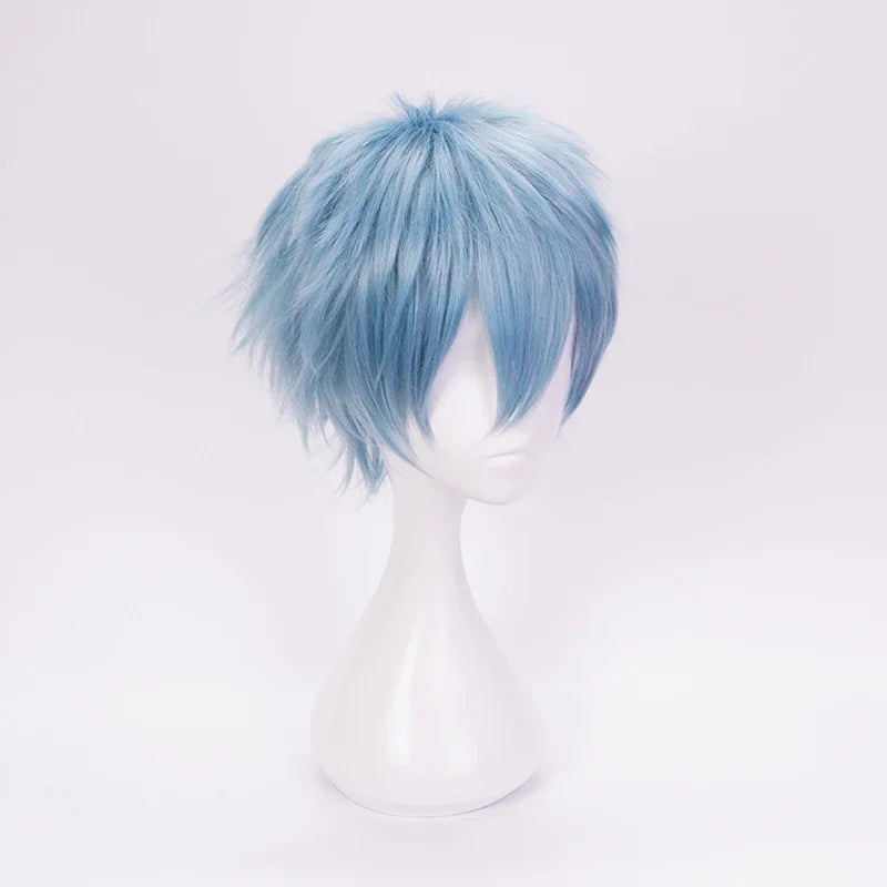 Anime My Hero Academia Boku no Hiro Akademia Shigaraki Tomura Wigs Short Gray Blue Hair Curly Cosplay Wig + Wig Cap