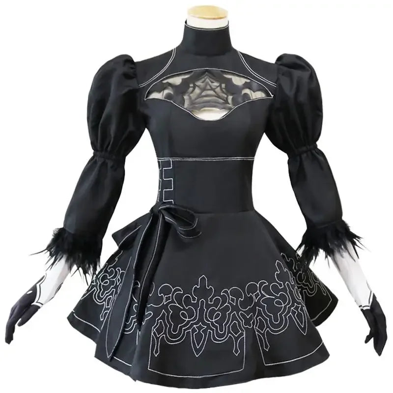 Nier Automata Yorha 2B Cosplay Suit Animal Women Outdo Disguise Suit Set Fancy Halloween Girls Party Black Dress