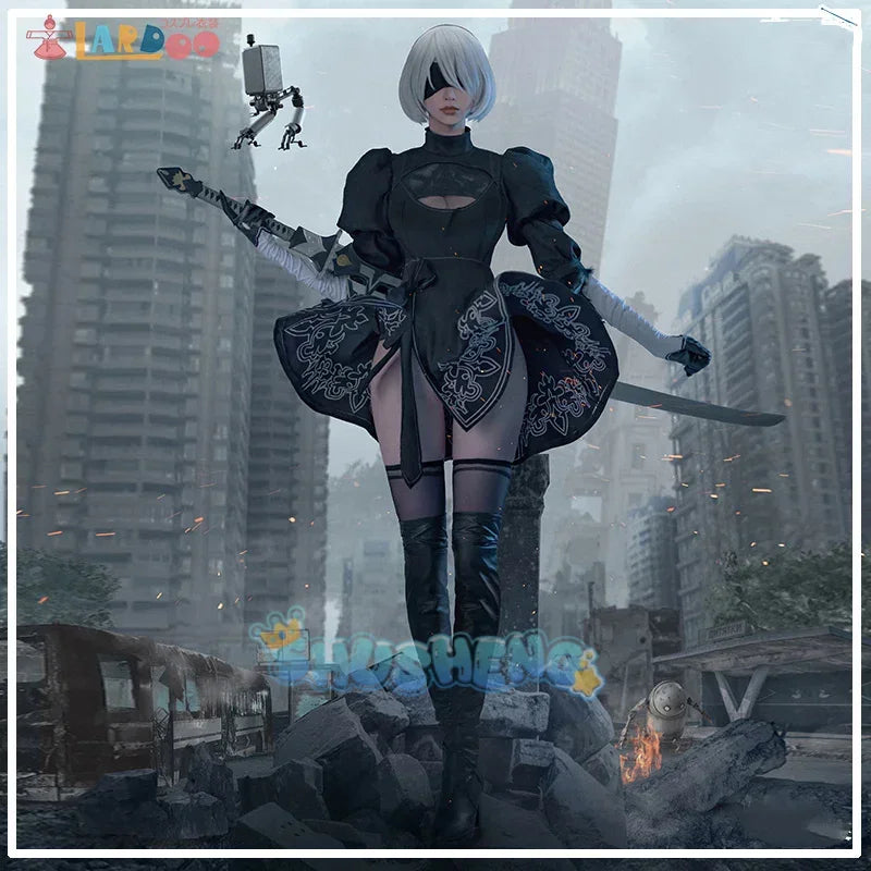 Nier Automata Yorha 2B Cosplay Suit Animal Women Outdo Disguise Suit Set Fancy Halloween Girls Party Black Dress | Macchar Cosplay Catalogue 