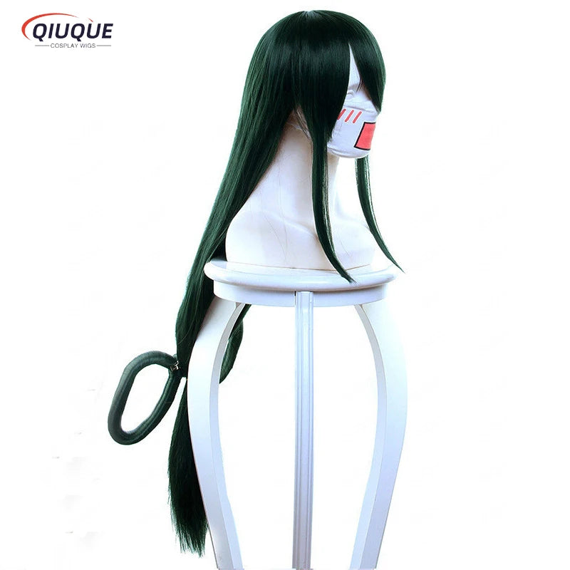 My Boku no Hero Academia Tsuyu Asui 80cm Long Dark Blue Hair Cosplay Costume Wig + A detachable Circle